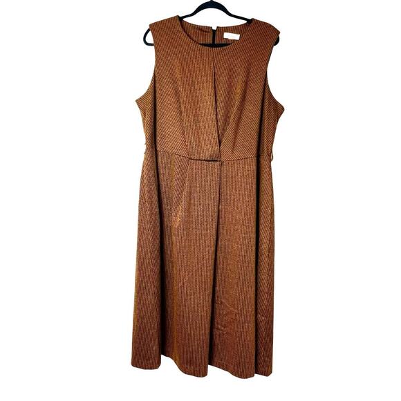 Calvin Klein Herringbone Knit Belted Midi Dress Size 16W NWOT - Picture 6 of 12
